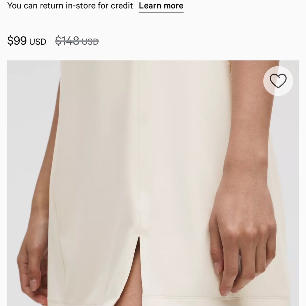 Lululemon Wunder Under SmoothCover Dress Light Support, A/B Cup NWT SZ 6 Ivory - Picture 4 of 4